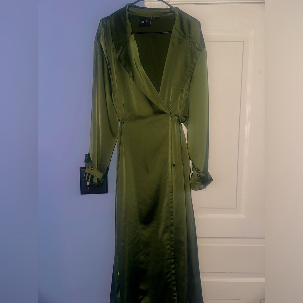 Ivy Park Green Satin Trench Coat